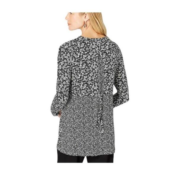 J Jill Wearever Floral Tie Back Long Sleeve Blouse Size Medium - Picture 8 of 8